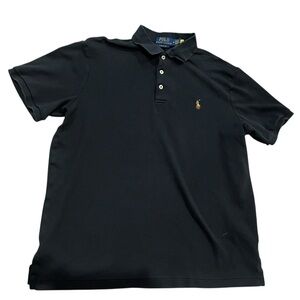 Polo by Ralph Lauren Black Short-Sleeve Cotton Polo with Gold Pony